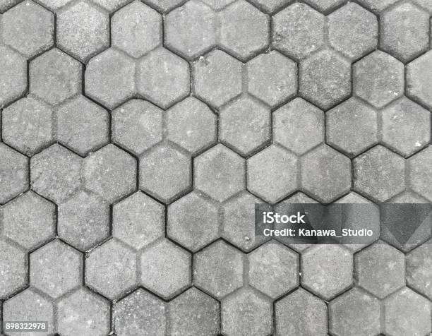 Hexagon Paving Stone Textured Stock Photo - Download Image Now - Paving Stone, Hexagon, Tiled Floor