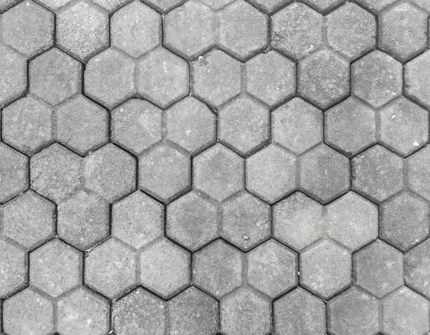 hexagon paving stone textured - driveway brick paving stone interlocked imagens e fotografias de stock
