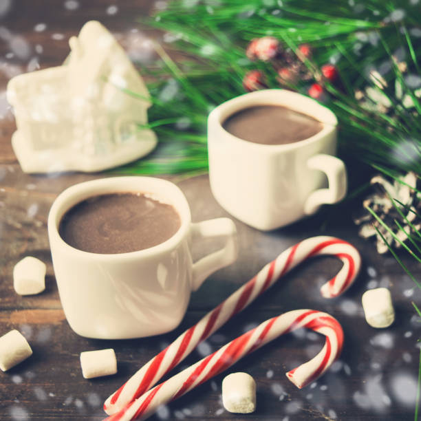 istock Hot chocolate with lollipops and marshmallow with christmas decorations 898331764