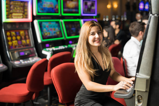 istock Cute woman in a casino 898341410