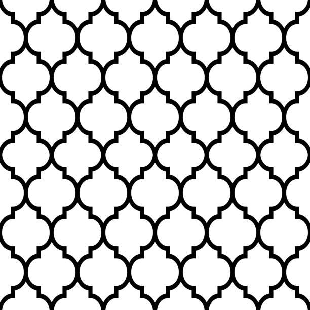 ilustrações de stock, clip art, desenhos animados e ícones de moroccan tiles design, seamless black pattern, geometric background - moroccan culture