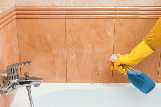 istock Cleaner cleans mold and mildew in the bathroom under the sealant 898347126
