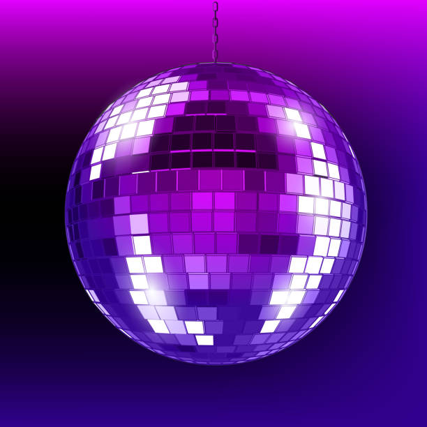 istock Disco ball on purple dark. Mirror ball in nightclub. 898351640