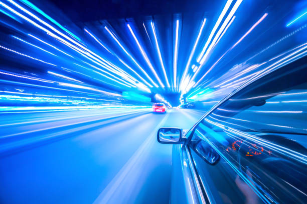 istock Night car and neon lights 898352042