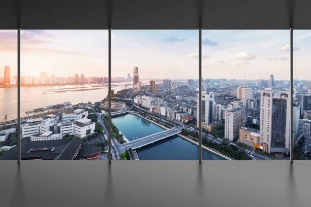 istock empty floor and cityscape of modern city from window 898357990