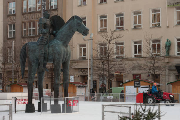 Nice, France - 28 January 2024: Famous statues of Jaume Plensa on Place Massena in Nice