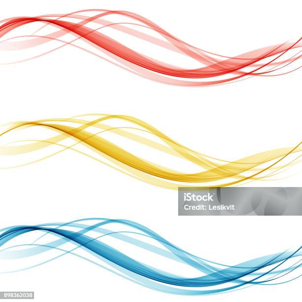 Soft Bright Colorful Web Border Layout Set Of Beautiful Modern Swoosh Wave Header Collection Vector Illustration Stock Illustration - Download Image Now