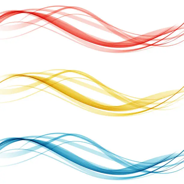 Vector illustration of Soft bright colorful web border layout set of beautiful modern swoosh wave header collection. Vector illustration