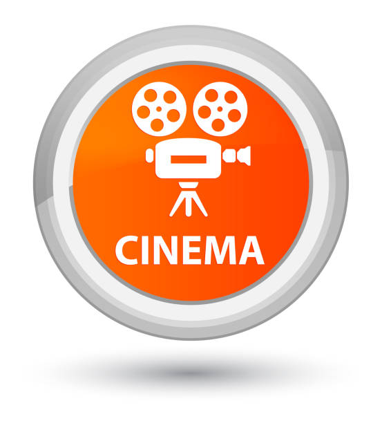 電影 (攝像機圖示) 黃金橙色圓形按鈕 - prime video 幅插畫檔、美工圖案、卡通及圖標