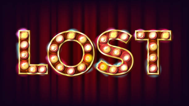 istock Lost Banner Vector. Casino Vintage Style Illuminated Light. For Luck Design. Gamble Illustration 898363832