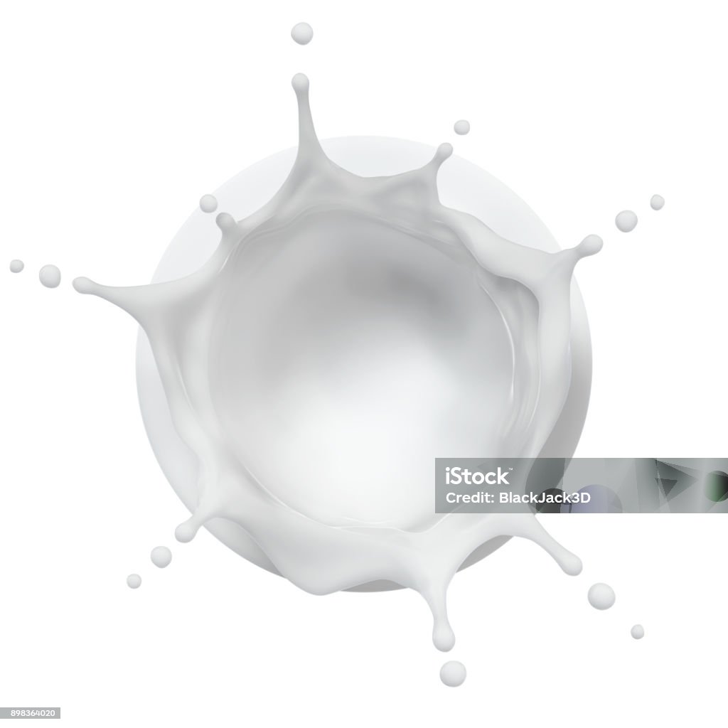 Cream Splash Top View Concept. 3D Render Milk Stock Photo