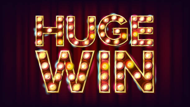 istock Huge Win Banner Vector. Casino Shining Lamp Background. For Fortune Advertising Design. Gambling Illustration 898369136