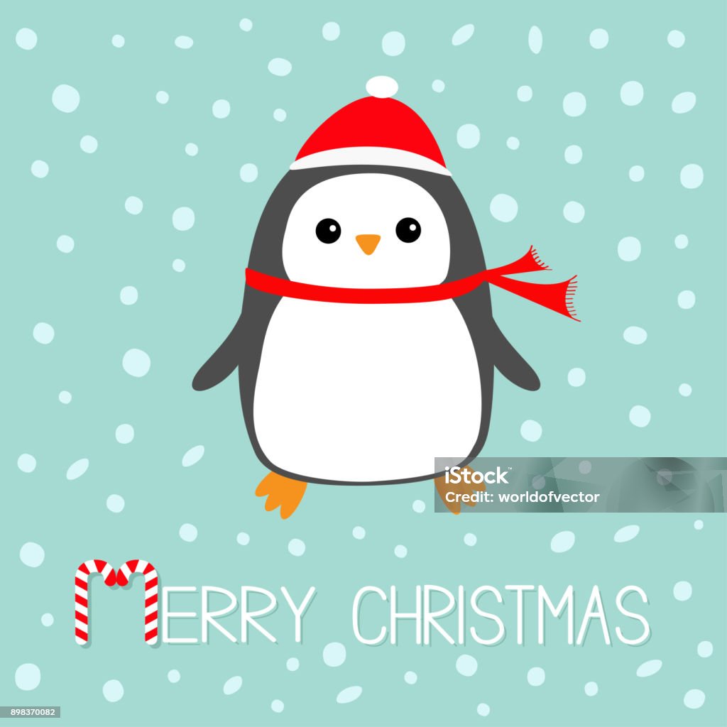 Merry Christmas Candy Kẹo Text Chim Cánh Cụt Kawaii Mũ Ông Già ...