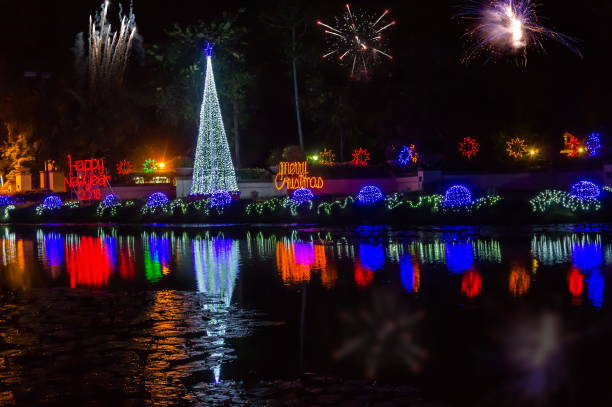 istock New Year and Christmas lighting reflection in the park 898370598