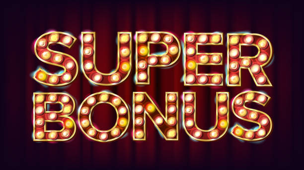 istock Super Bonus Banner Vector. Casino Vintage Golden Illuminated Neon Light. For Lottery, Poker Advertising Design. Retro Illustration 898371034