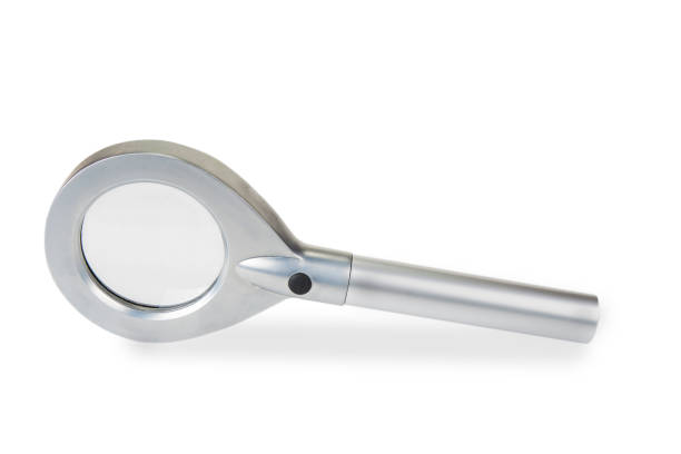 istock Magnifying glass with led lights on the white background. 898371056