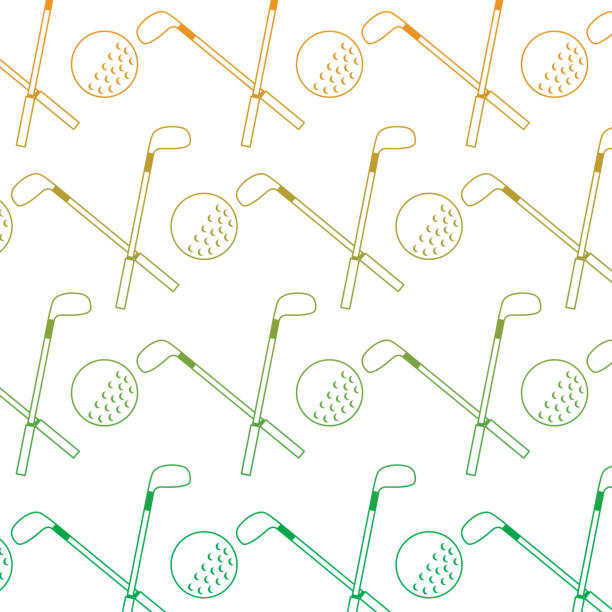 crossed golf club and ball sport game recreation pattern crossed golf club and ball sport game recreation pattern vector illustration golf patterns stock illustrations