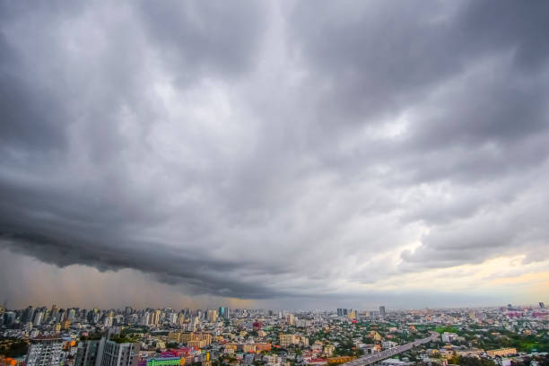 istock Black cloud covered the city before heavy rain 898382462