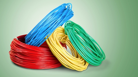 Multicolored computer cables isolated on  background