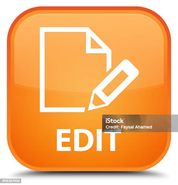 Edit Button Rounded Square Edit Special Orange Square Button Stock Illustration - Download Image ...