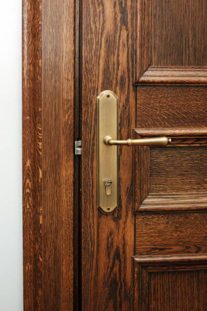 istock Brown closed door in modern house or hotel. 898385922