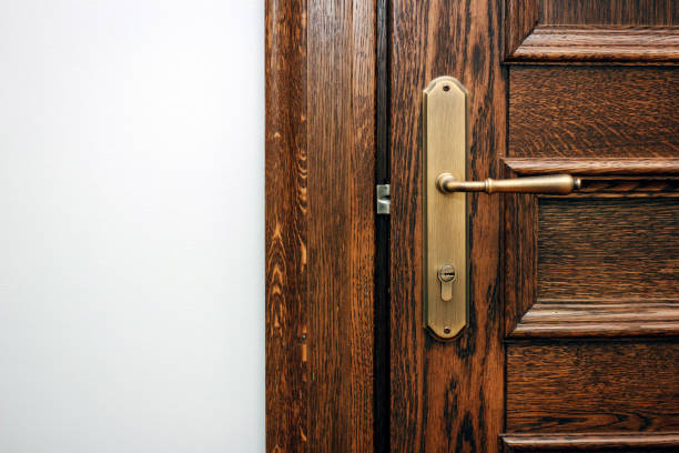 istock Brown closed door in modern house or hotel. 898386058