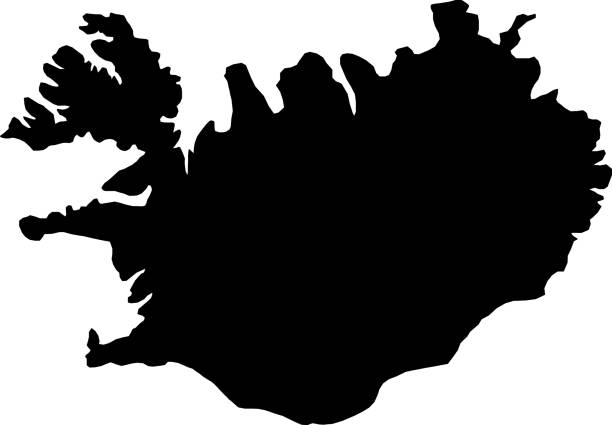 czarna sylwetka kraj granic mapa islandii na białym tle ilustracji wektorowej - iceland stock illustrations