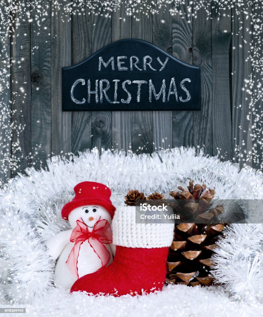 Bố Cục Giáng Sinh Với Người Tuyết Mỉm Cười Giày Ông Già Noel Và ...