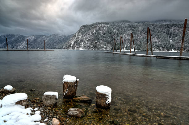 pend oreille lago no inverno. - farragut - fotografias e filmes do acervo