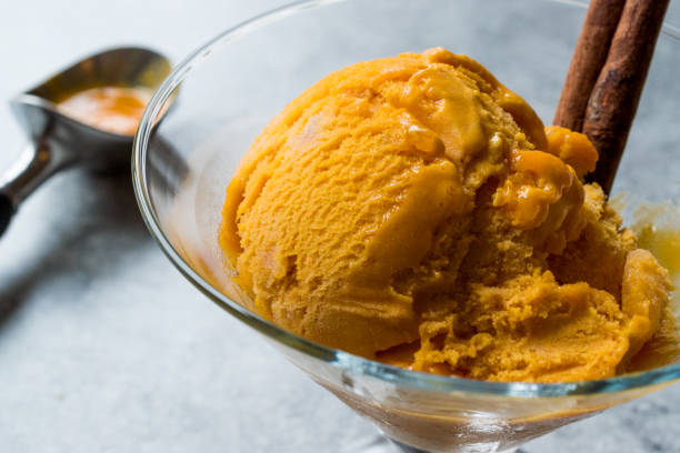 istock Pumpkin Pie Ice Cream Gelato with Cinnamon Stick. 898392804