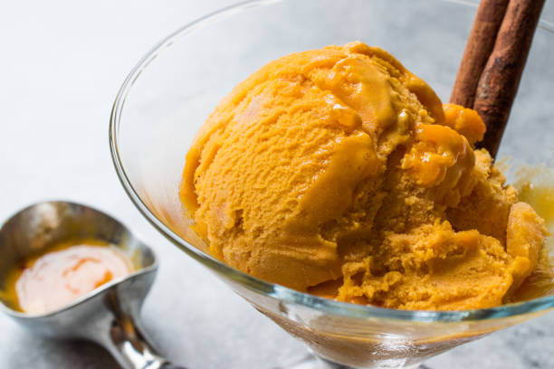 istock Pumpkin Pie Ice Cream Gelato with Cinnamon Stick. 898393018