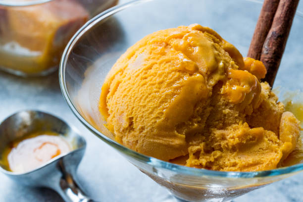 istock Pumpkin Pie Ice Cream Gelato with Cinnamon Stick. 898393232