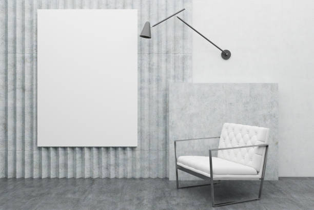 istock White armchair and a poster, gray 898395154