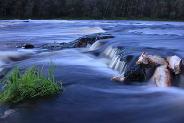 istock water flow on long exposure. small waterfall on mountain river stream. river rapids close up. 898396630