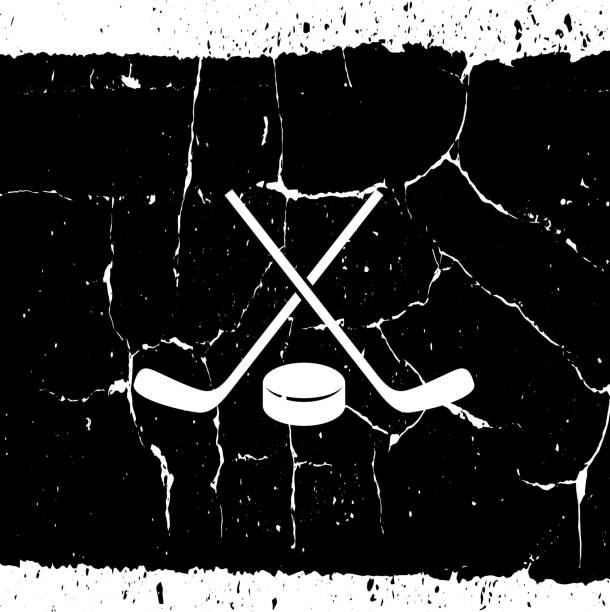 хоккейная клюшка и шайба. - ice hockey hockey stick field hockey roller hockey stock illustrations
