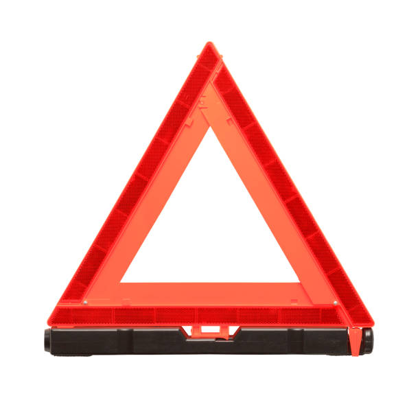 trójkąt ruchu - warning triangle triangle car warning sign zdjęcia i obrazy z banku zdjęć