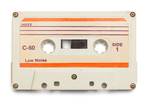 Old Cassette With Copy Space Isolated on White Background.