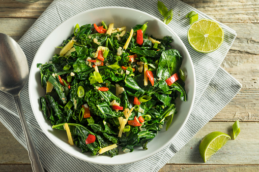 Homemade Organic Green Collard Greens with Pepper and Ginger