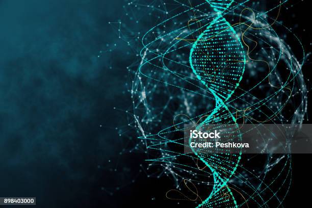 Blue Dna Texture Stock Photo - Download Image Now - DNA, Helix, Technology