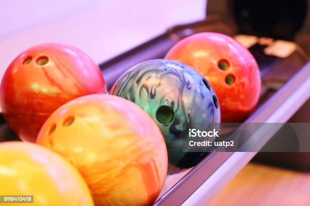 Row Of Bowling Balls Stock Photo - Download Image Now - Bowling Ball, Ten Pin Bowling, Bowling Alley