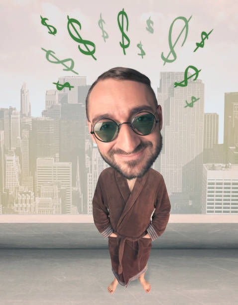 istock Big head person with idea dollar marks 898411510