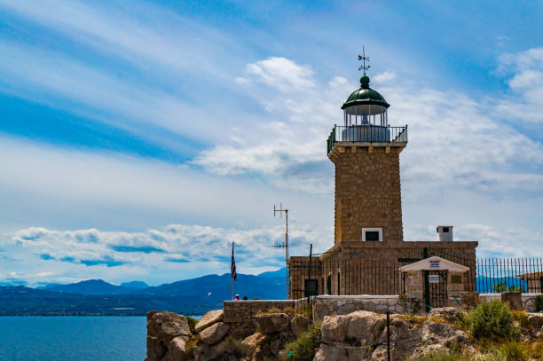The lighthouse located at the end of cape Melagavi or Ireon an the access in the lighthouse becomes roadly from Lutraki