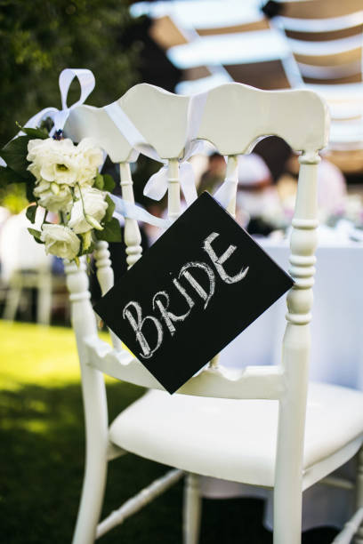 istock Bride sign on the chair 898417370