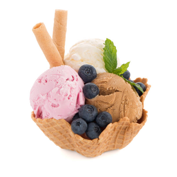 istock Ice cream scoops in wafer bowl 898425370