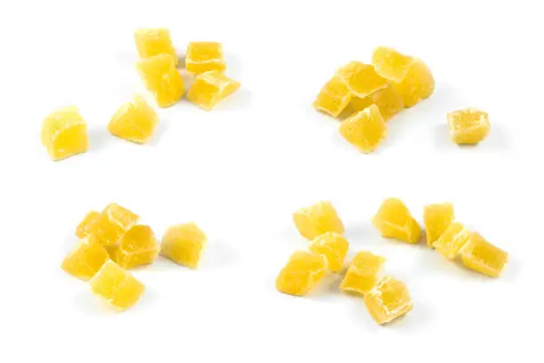 Photo of Candied dried pineapple on white