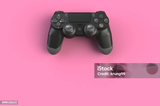 Computer Game Competition Gaming Concept Black Joystick Isolated On Pink Background 3d Rendering Stock Photo - Download Image Now