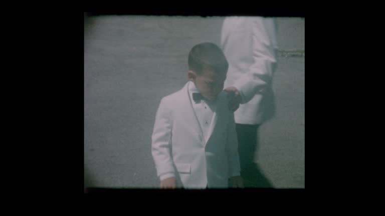 1960's Dressed Formal family arrives for wedding