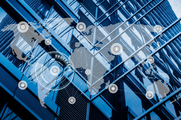 istock Variety of icons with modern building background 898437794