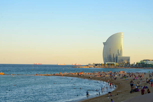 Barcelona beach Beach view in Barcelona, Spain barcelona beach stock pictures, royalty-free photos & images