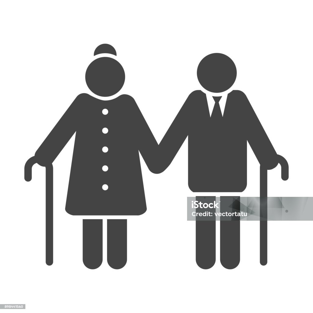 Older couple icon Older couple icon. Pension senior people symbol, elderly or old-aged couple vector illustration Senior Adult stock vector